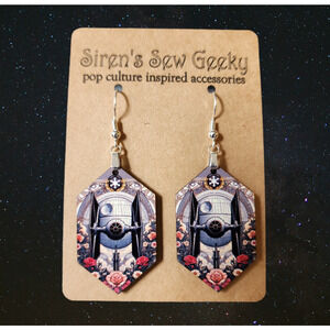 Star Wars TIE Fighter earrings X-Wing Spaceships Floral